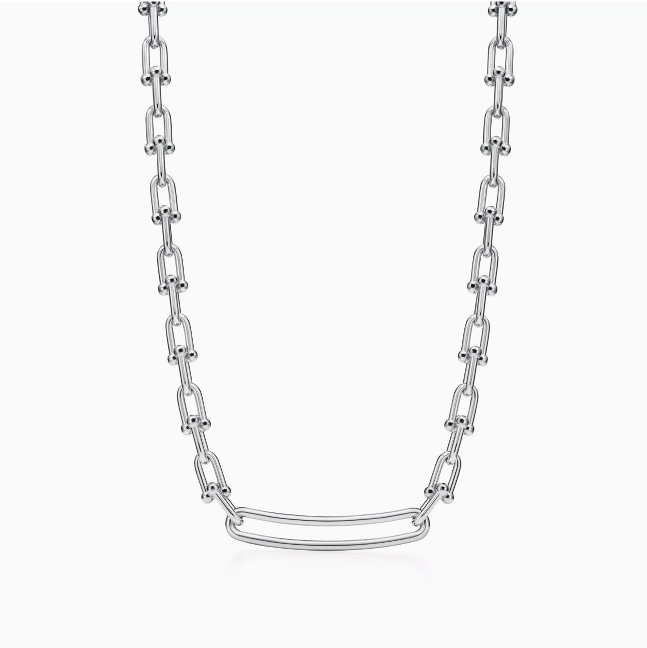 Elongated Link Necklace in Sterling Silver