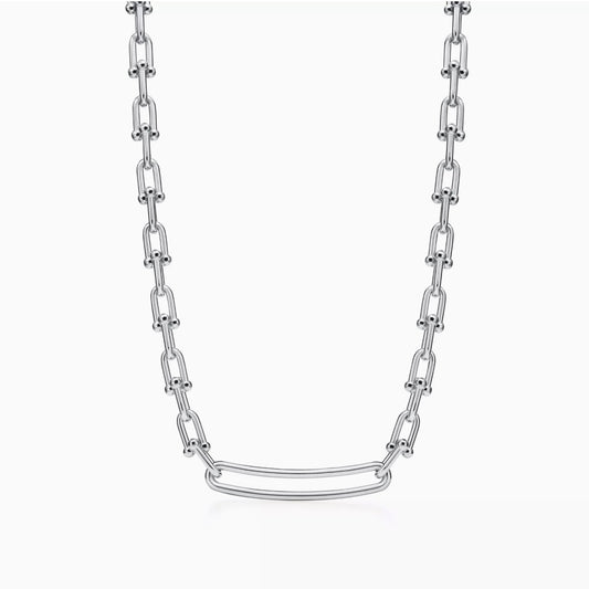 Elongated Link Necklace in Sterling Silver