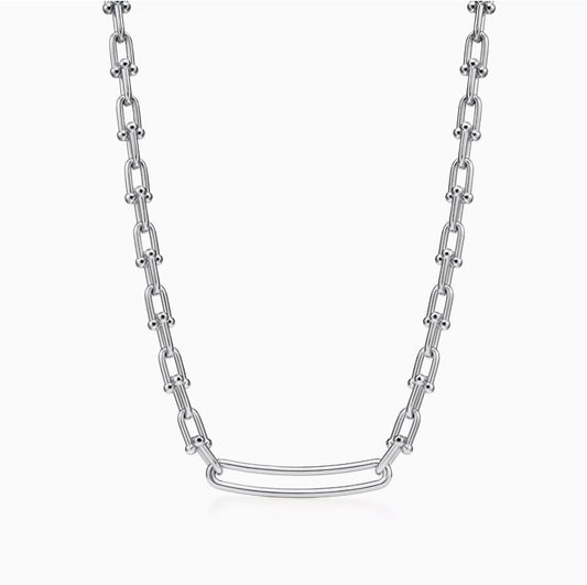 Elongated Link Necklace in Sterling Silver