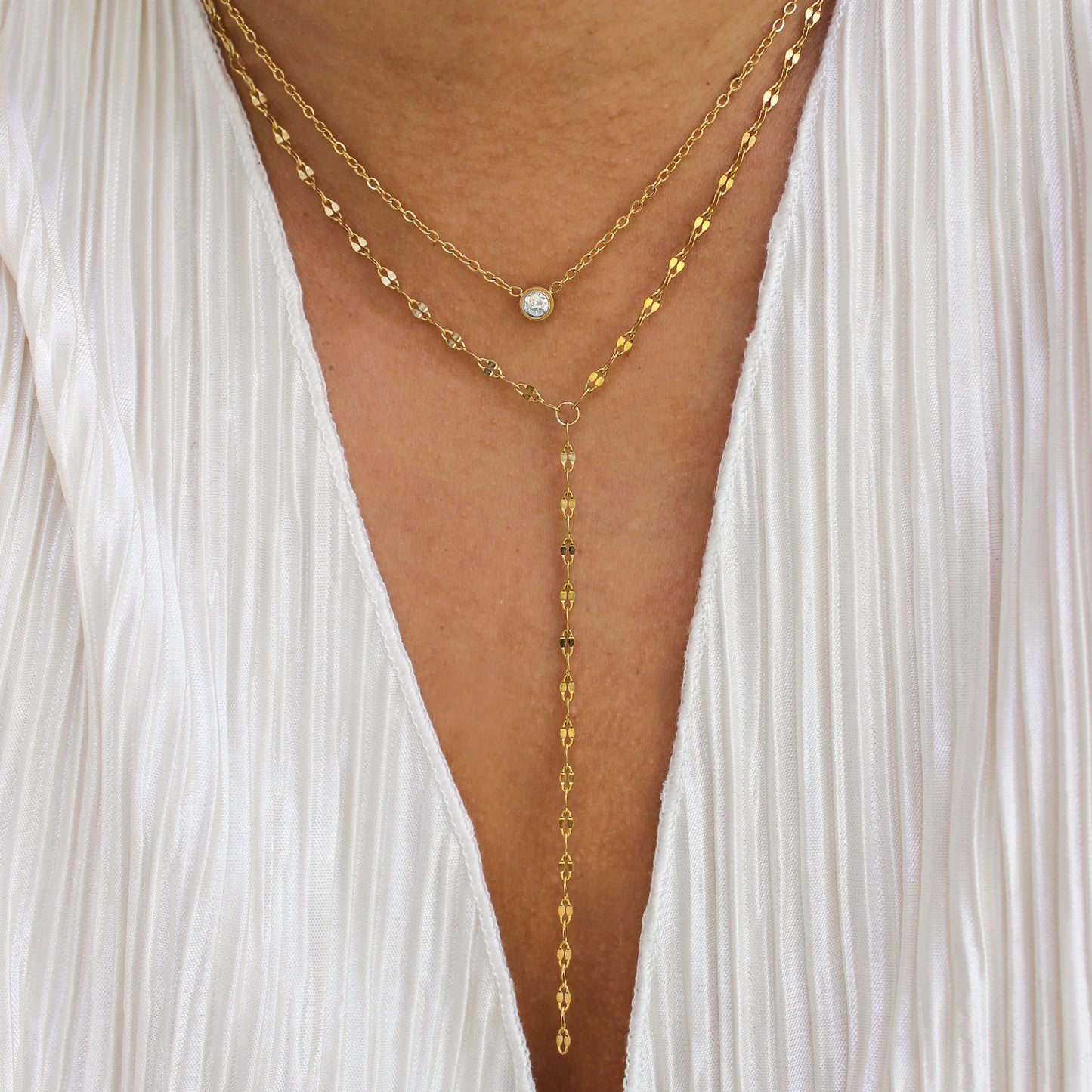 GOLD DAPPED LARIAT NECKLACE