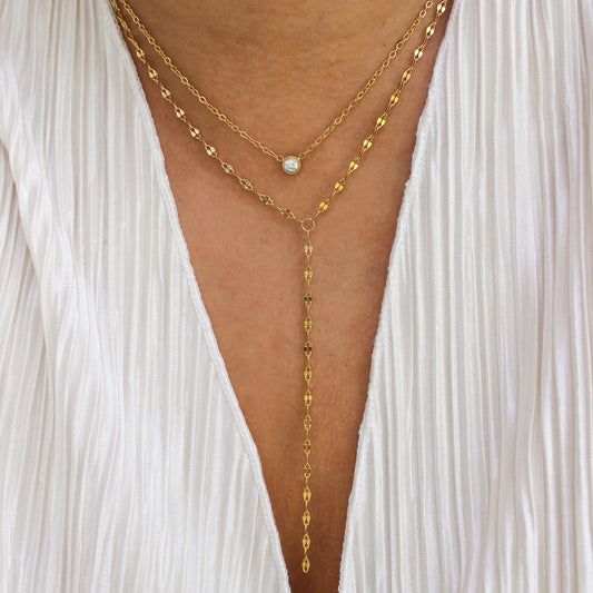 GOLD DAPPED LARIAT NECKLACE